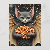 Candy Corn Cat Bat Postcard