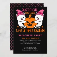 Just a Girl Who Loves Cat & Halloween Meow Party Invitation