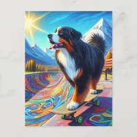 Bernese Mountain Dog Skateboarding Postcard