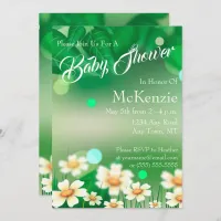 Yellow & White Flowers With Greenery Baby Shower I Invitation