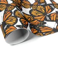 Colorful Orange Monarch Butterflies Print Wrapping Paper