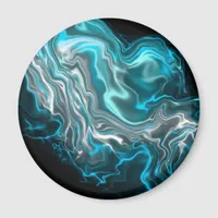 Black and Blue Marble Fluid Art  Magnet