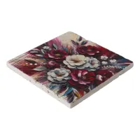 Maroon and white Floral arrangement | Trivet