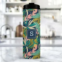 Tropical Palm Leaves Beach Pattern Monogrammed Thermal Tumbler