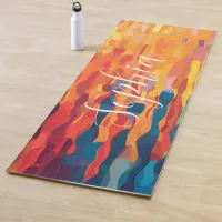 Abstract Blue Orange yellow And Red Yoga Mat