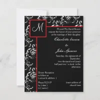 Red Black Damask Wedding Invitations