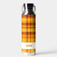 Trendy Modern Personalized Plaid Water Bottle