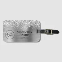 Glittery Silver Foil Logo Luggage Tag