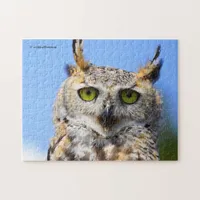 Staring Contest with a Beautiful Great Horned Owl Jigsaw Puzzle