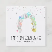 *~* Balloons Rainbow Party Event Planner Square Business Card