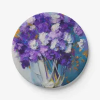 Pretty Vintage Purple Flowers Paper Plates