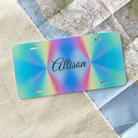 Modern iridescent pastel rainbow colored license plate