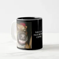 Funny GSD Dog This Is My Face Before Coffee Funny Two-Tone Coffee Mug
