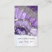 *~* QR Luxe Agate Purple Lavender Glitter AP66 Business Card