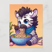 Cute Kawaii Zebra Eating Ramen Postcard