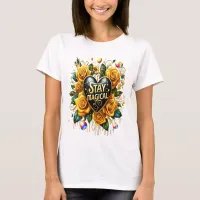 Enchanting Bouquet of Golden Roses And Heart  T-Shirt