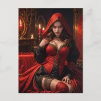 Sexy Lingerie Black and Red Gothic Postcard