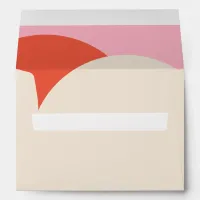 Bright Bold Pink, Orange, Cream Modern Wedding Envelope