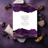 Purple and Gold Agate Wedding Invitation