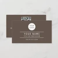 QR Code Name Professional Logo Pumpernickel Brown Calling Card