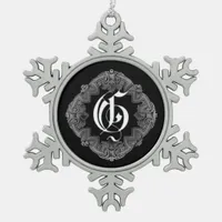 Elegant Goth Initial G Snowflake Ornament