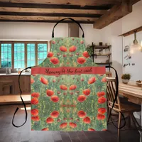 Glowing field of red poppies, personalizable  apron