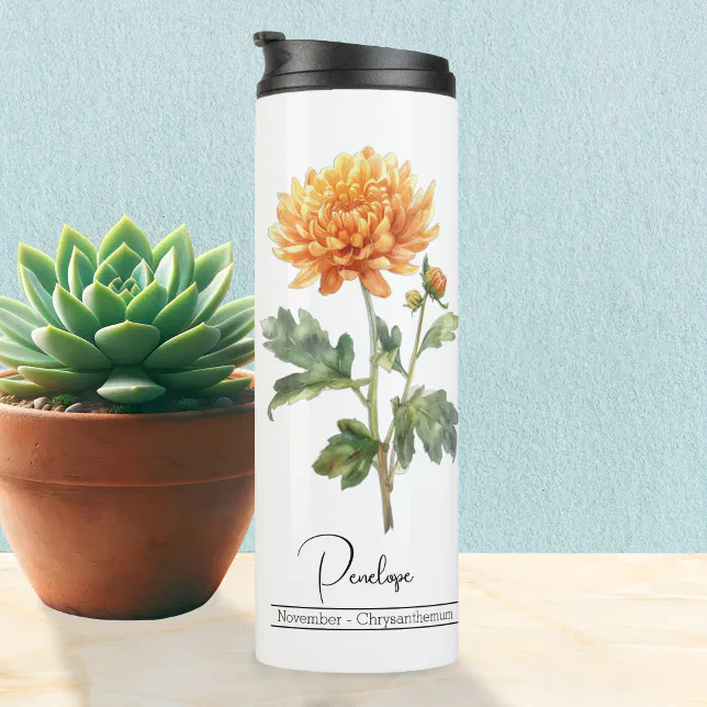 Birth Month Flower November Chrysanthemum Thermal Tumbler