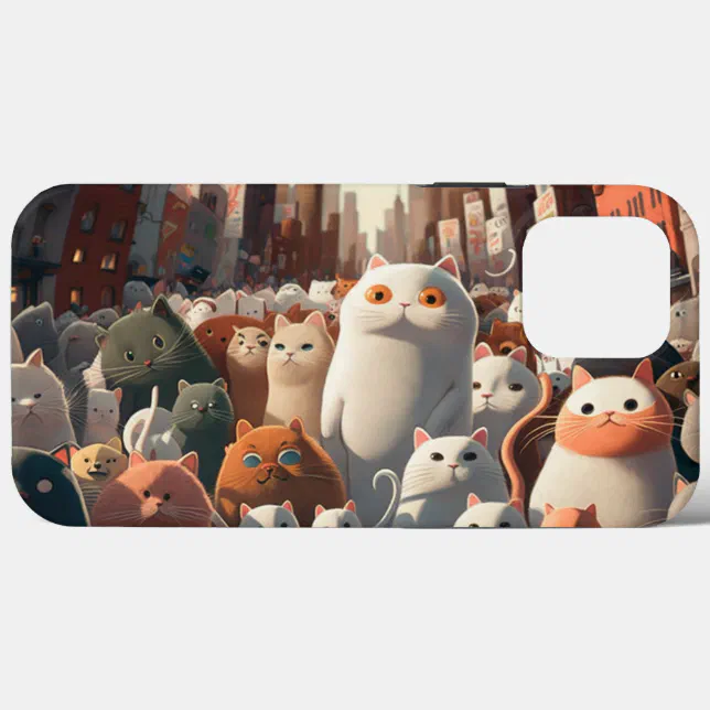 Cat City Cartoon Crowd iPhone 13 Pro Max Case