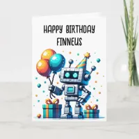 Pixel Art Robot Coloring Page Boy's Birthday Card