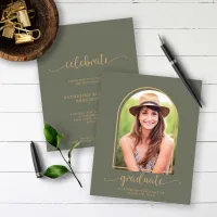 Budget Boho Arch Green Gold Photo Graduation