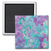 Purple, Blue, Gold and Teal swirls  Magnet
