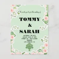 Modern Simple Elegant Colorful Floral Wedding Invitation Postcard
