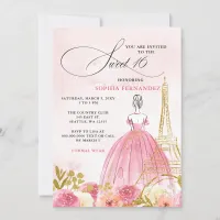 Blush Pink Gold Eiffel Tower Paris Sweet 16 Invitation