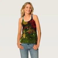 Christmas Tree Red & Gold Ornaments All-Over Print Tank Top