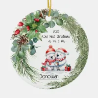 First Christmas Polar Bears Mr Mrs  Ceramic Ornament