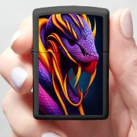 Cobra snake with vibrant orange and purple scales zippo lighter