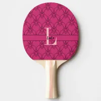 Pink Hearts Pattern Monogram and Name Custom Ping Pong Paddle