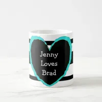 "Jenny Loves Brad" Coffee Mug: Add Your Names Magic Mug