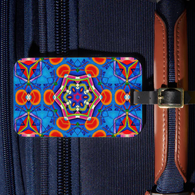 Multicolored oil painting kaleidoscope luggage tag