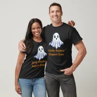 Cute Halloween Ghost Candy Hunters Support Crew T-Shirt