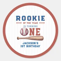 Rookie of the Year 1st Birthday Baseball Classic Round Sticker