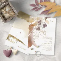 Golden Autumn Berry Wedding Rehearsal Dinner ID655 Invitation