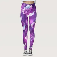 Purple Floral Leggings