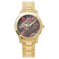 Fire breathing dragon red and gold scales watch