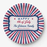 July 4th Custom American Family Summer BBQ Party Paper Plates