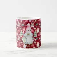 Monogram Santa Gnome for Christmas Pattern Red Coffee Mug