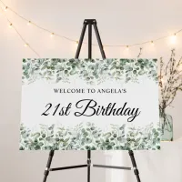 Eucalyptus Greenery Border 21st Birthday Welcome Foam Board