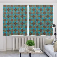 Southwest Mountain Peaks Design Turquoise 50x63in Blackout Curtains