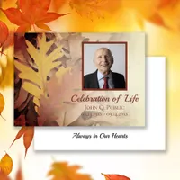 Painted Fall Leaves Celebration of Life Memorial Invitation