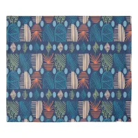 Caribbean Tribal Mudcloth: Festive Blue, Orange Duvet Cover